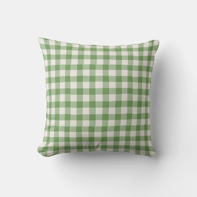 Coussin Mélange Rustique Moisson Carreaux Vert de mousse (Recto)