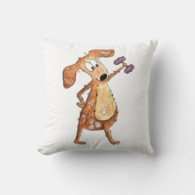Coussin Mélange Whimsical Brown Chien Poids de levage (Recto)