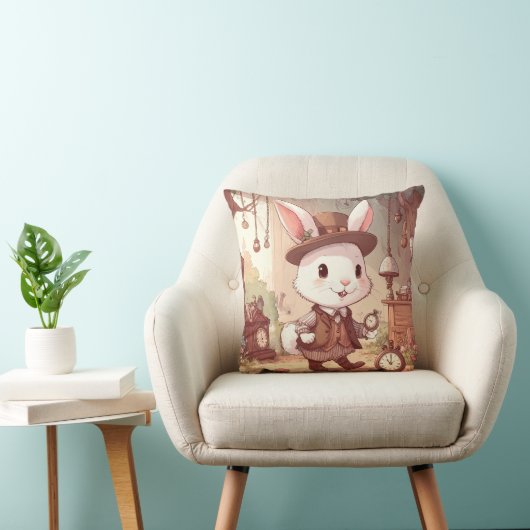Coussin Mélange White Rabbit Wonderland Whimsical Timekeep (Chaise)