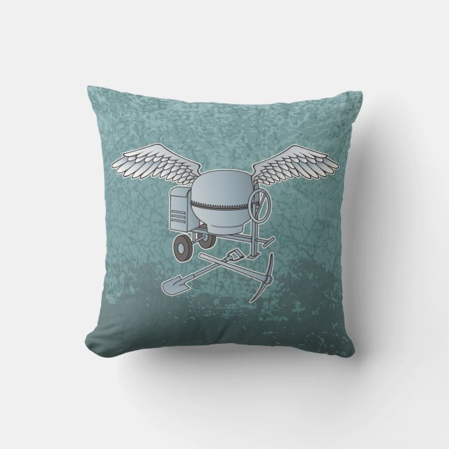 Coussin Mélangeur de béton bleu-gris (Recto)