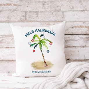 Coussin Mele Kalikimaka Plage Tropicale Palmier Fêtes