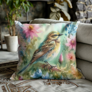 Coussin Mélodie de l'oiseau chanteur Oiseau gracieux & Élé