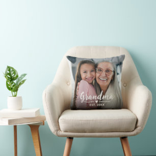 Coussin Mémé a établi un script photo blanc
