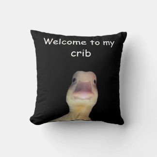Coussin Mème de canard drôle – “Bienvenue dans mon antre”