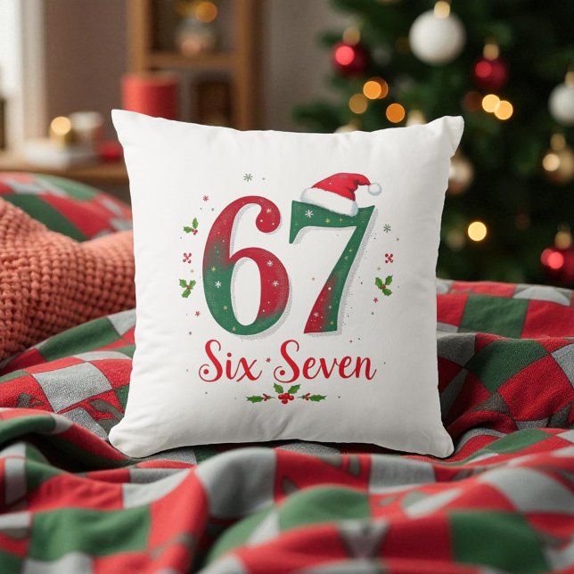 Coussin Mème de Noël mignon six sept 67 6 7 Vacances (Créateur téléchargé)