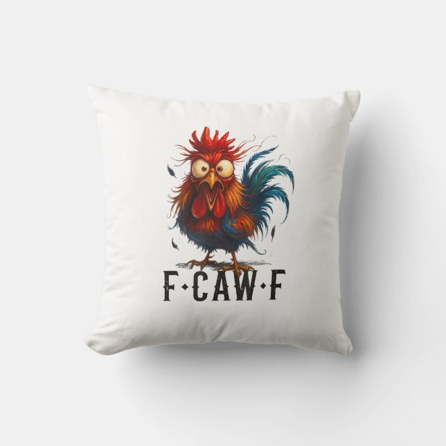 Coussin Mème drôle de coq de poulet F-Caw-F (Recto)