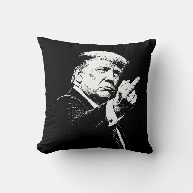 Coussin Meme drôle du doigt d'honneur de Trump 2026 (Recto)