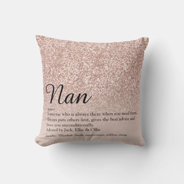 Coussin Mémé Grand-mère Définition Rose Or Paillettes (Recto)