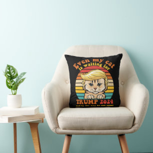 Coussin Même mon chat attend Trump 2024 Vêtements