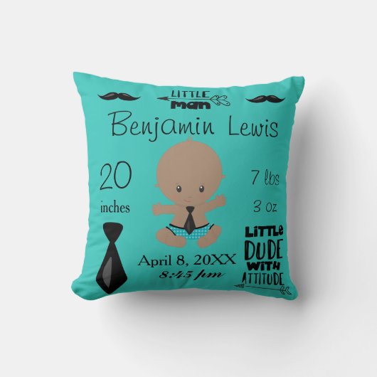 Coussin Mémoire de bébé afro-américain (Recto)
