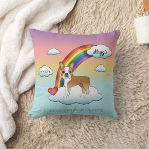 Coussin Mémorial Arc-en-Ciel Boston Terrier Fauve et Blanc