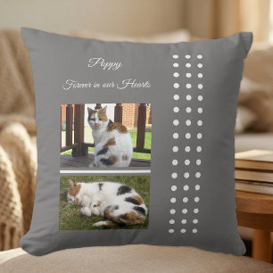 Coussin Mémorial chat gris et blanc ajouter des photos