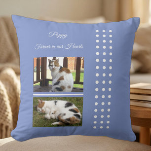 Coussin Mémorial chat violet et blanc ajouter des photos