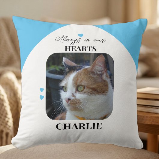 Coussin Mémorial de chat Objet de souvenir 2 photos bleu