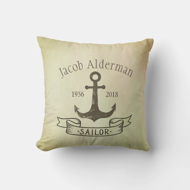 Coussin Mémorial de marin personnalisable (Recto)