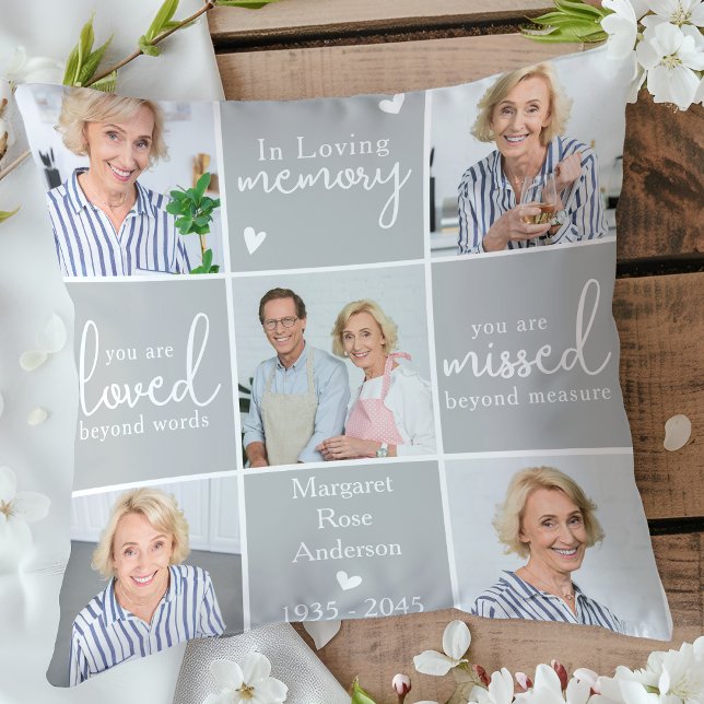 Coussin Mémorial moderne Personnalisé 5 Photo Collage (Créateur téléchargé)