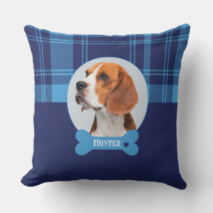 Coussin Mémorial personnalisé bleu Plaid Tartan Pet