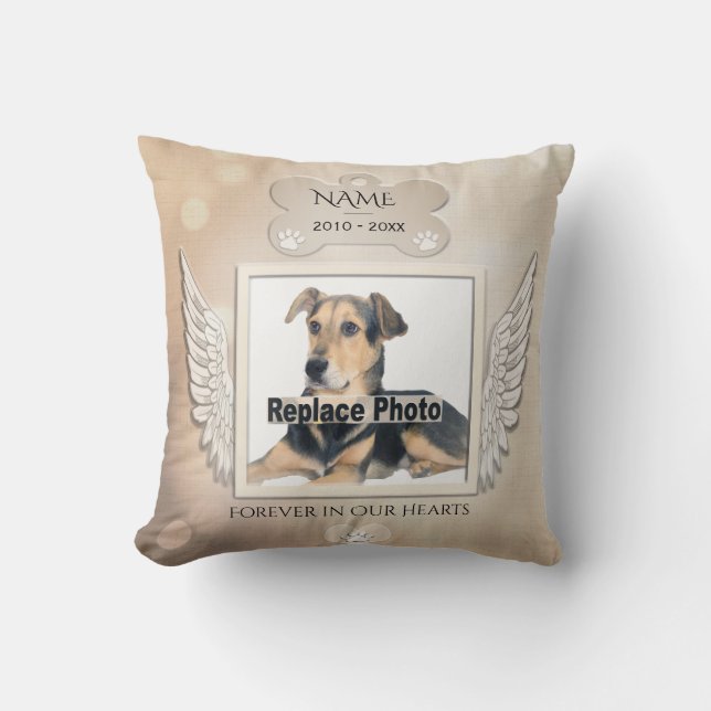 Coussin Mémorial personnalisé pour un chien (Recto)