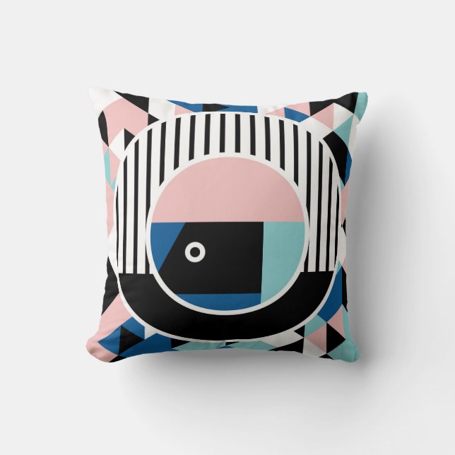 Coussin Memphis design d'affiche abstrait. Marque géométri (Recto)
