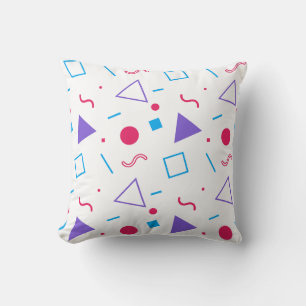 Coussin Memphis multicolore Motif blanc classique