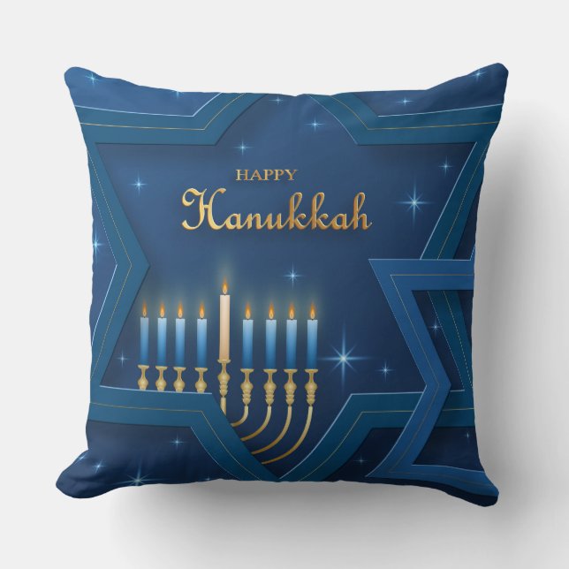 Coussin Menorah et l'étoile de David Hanoukka (Recto)