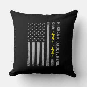 Coussin Mens Patriotic Electrician Dad American Flag Fars