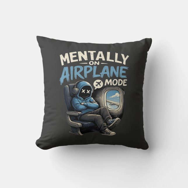 Coussin Mentally On Airplane Mode Shirt Funny Anime boy (Recto)