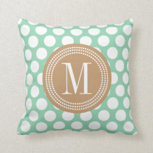 Coussin Menthe d'obscurité et grand pois kaki décorés