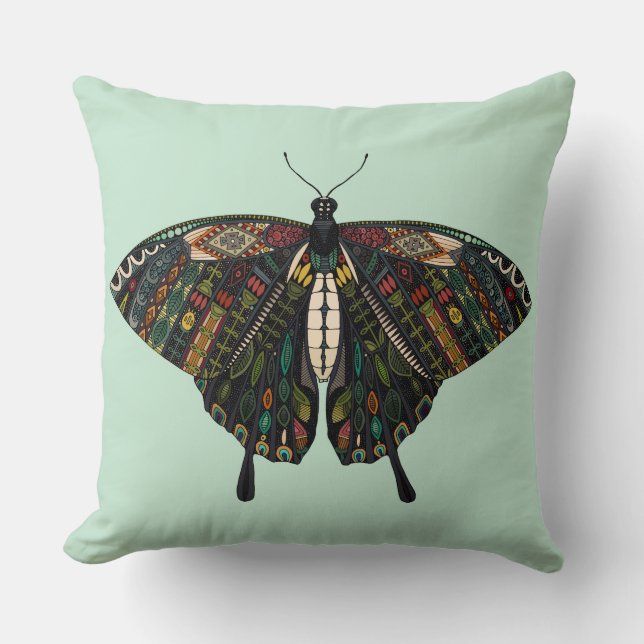 Coussin menthe papillon (Recto)