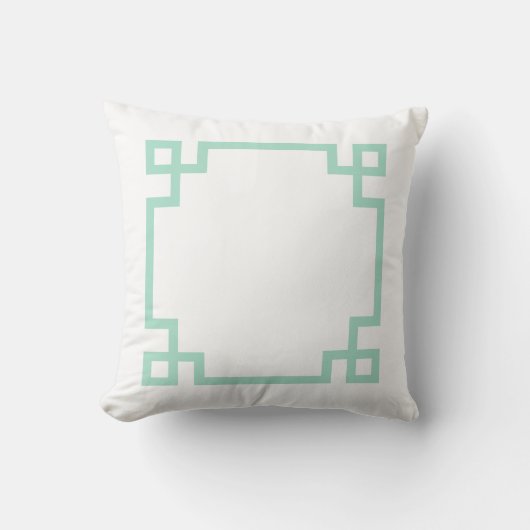 Coussin Menthe verte et blanche clé grecque (Recto)