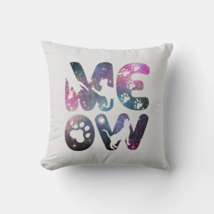 Coussin Meow - Cute Cat Silhouettes et Empreintes de patte