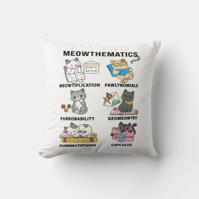 Coussin Meowthematics Blagues de Maths Drôles pour les Amo (Recto)