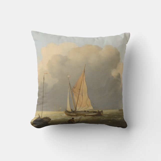Coussin Mer au large de la côte, avec Spritsail Barge Post (Recto)
