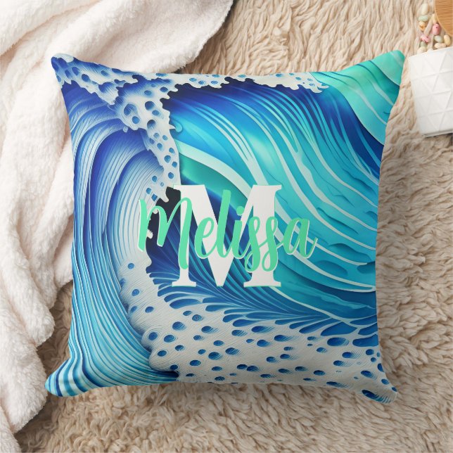 Coussin Mer de bleu Monogramme (Couverture)