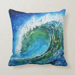 Coussin Mer d'océan de vague de peinture à l'huile de