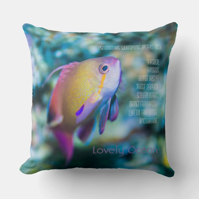 Coussin Mer doré, poisson mignon coloré (Recto)