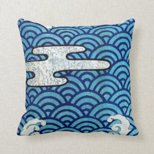 Coussin Mer et nuages japonais