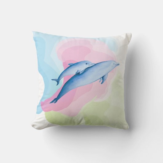 Coussin Mer Extraordinaire avec dauphins (Recto)