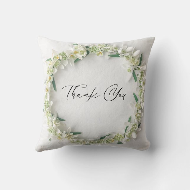 Coussin Merci à fleurs blanches (Verso)