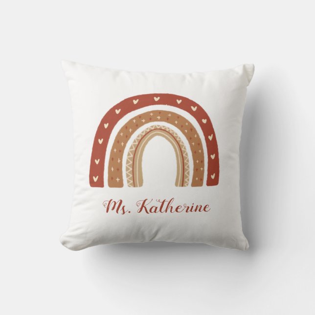 Coussin Merci arc-en-ciel en terre cuite Boho cadeau (Recto)