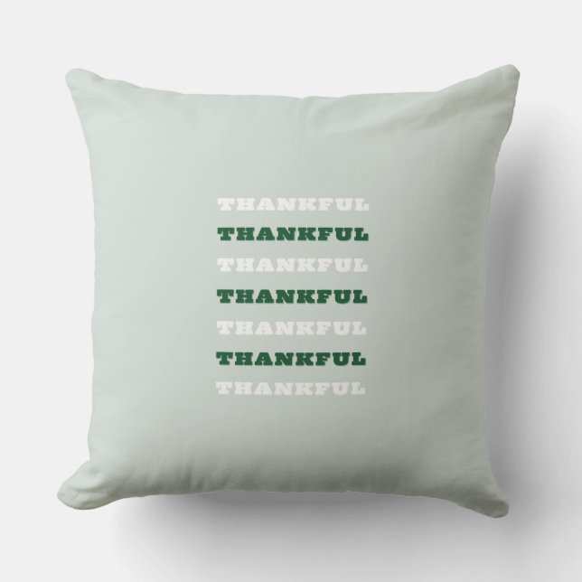 Coussin Merci, Citation de gratitude, Vert (Recto)