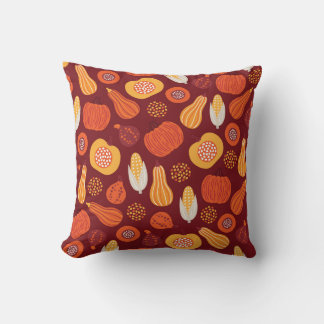 Coussin Merci Citrouille Brown Motif sans Seamless.