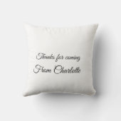 Coussin merci d'être venu nom à ajouter message texte (Verso)