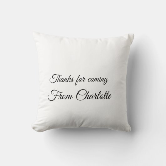 Coussin merci d'être venu nom à ajouter message texte (Recto)