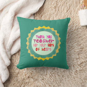 Coussin Merci, enseignant, pour votre travail de coeur