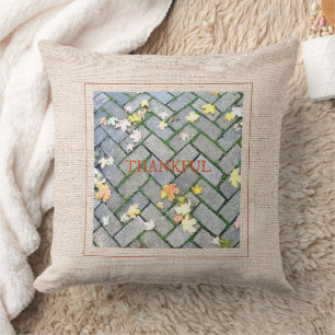 Coussin MERCI Feuilles automnales Strowalk Burlap Photo Ar
