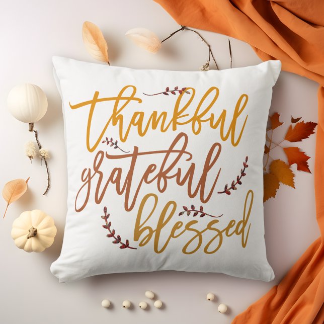 Coussin Merci Grateful Script Fall (Créateur téléchargé)