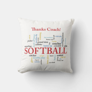 Coussin Merci Les Mots De L'Entraîneur Softball Du Groupe,