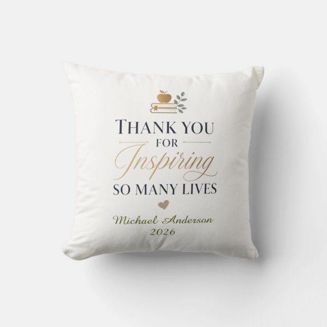 Coussin Merci Professeur Nom Personnalisé (Recto)