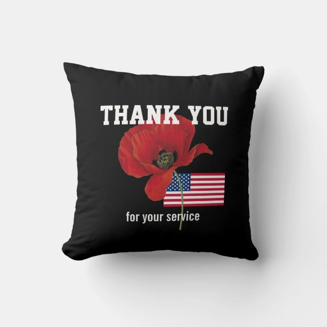 Coussin MERCI vétérans de la police Poppy USA AMERICAN (Recto)